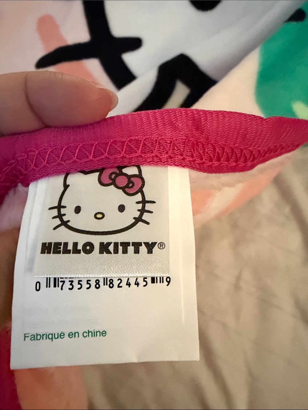 Sanrio Hello Kitty Plush Throw with Hot Pink Bow and Multicolor Accents - Picture 3 of 6